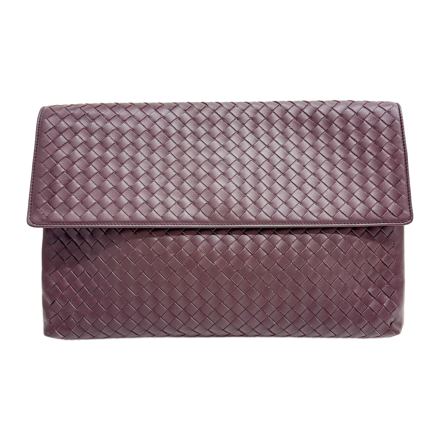 Intrecciato Rosewood Brown Leather Clutch Bag