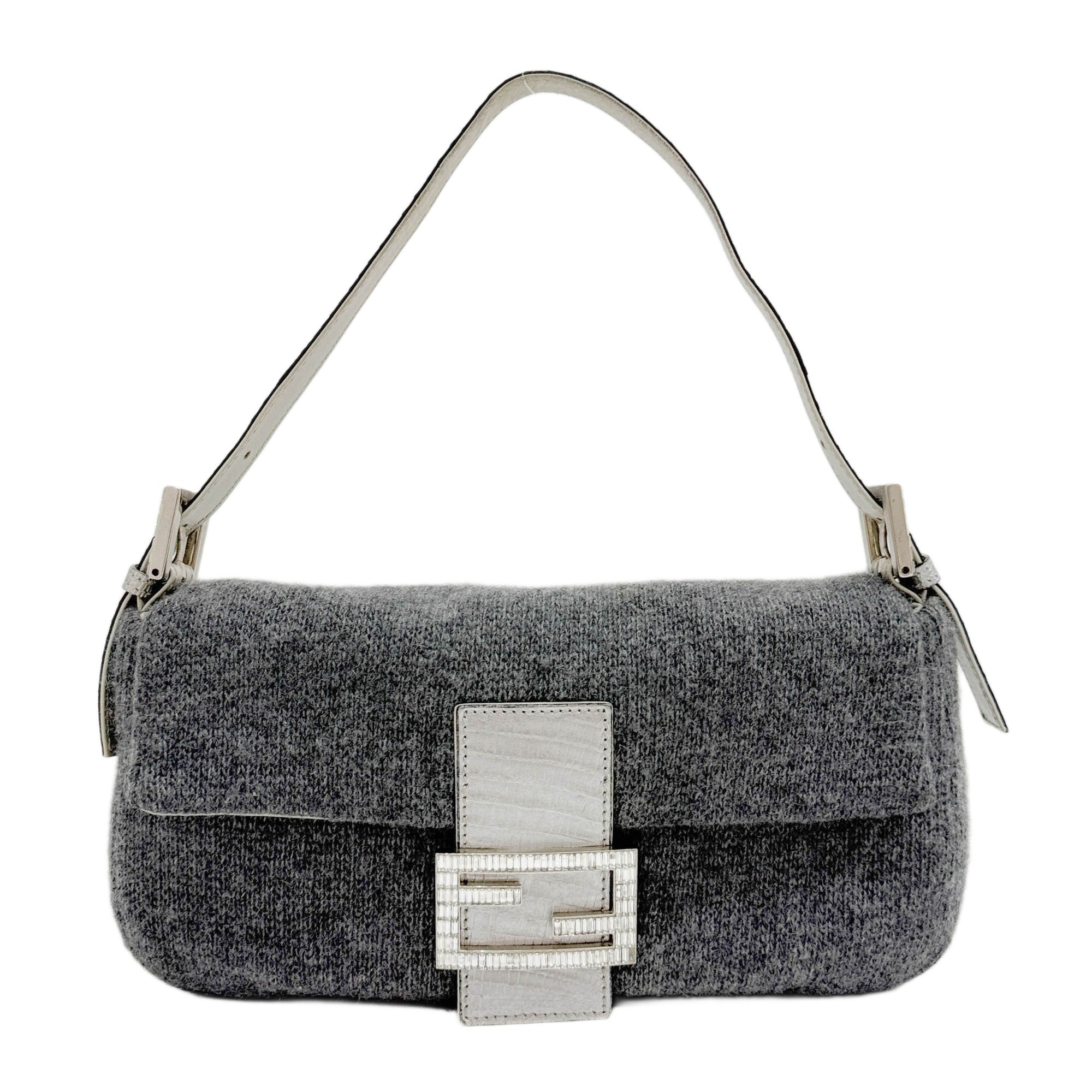 Baguette Grey Cashmere Shoulder Bag