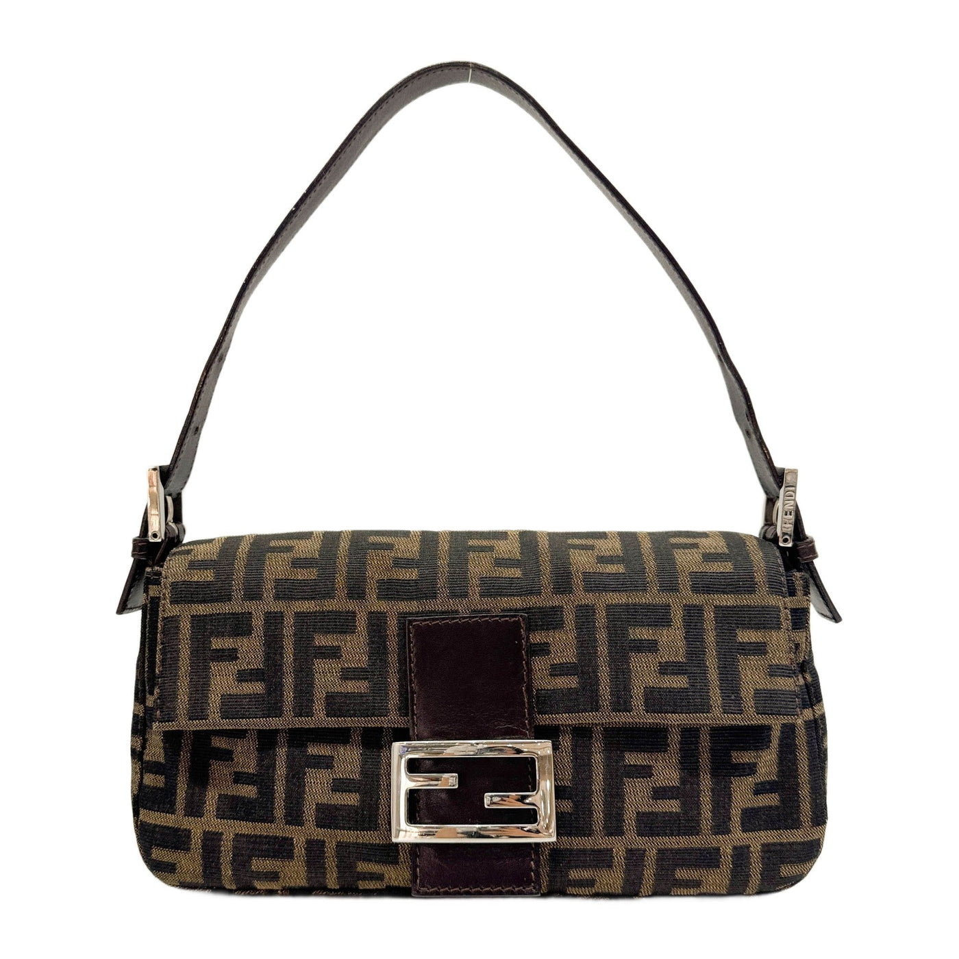 Baguette Brown Zucca Canvas Shoulder Bag