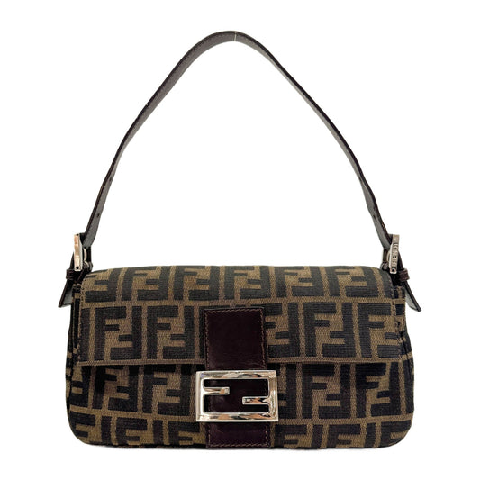 Baguette Brown Zucca Canvas Shoulder Bag