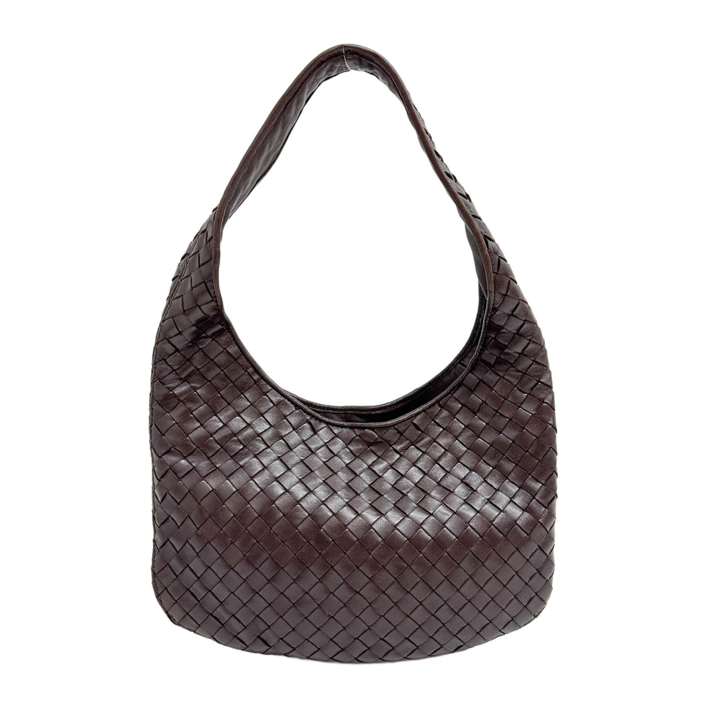 Intrecciato Brown Leather Shoulder Bag