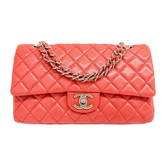 Classic Double Flap 2008-2009 Matelasse Red-Orange Leather Shoulder Bag
