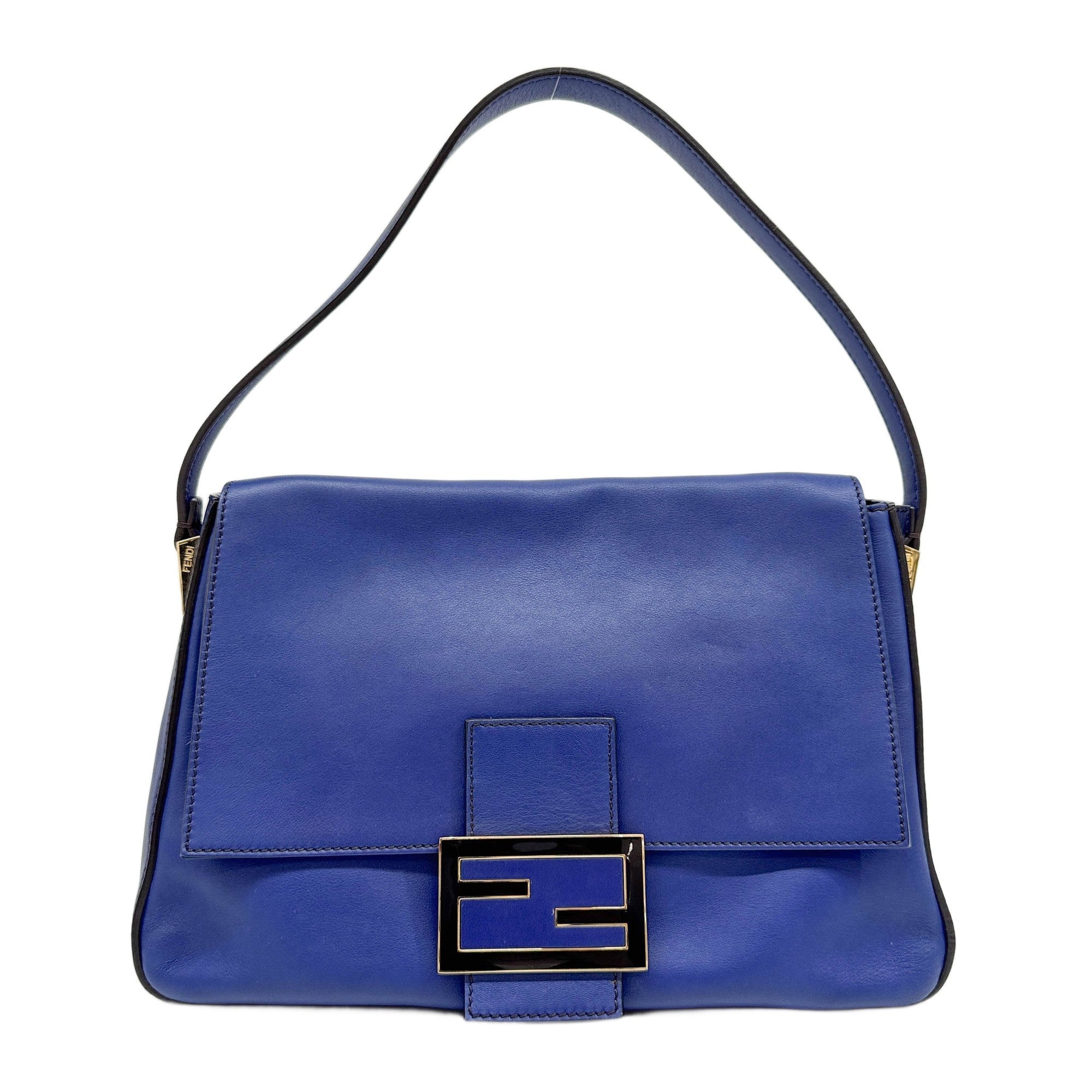 Maxi Mamma Baguette Royal Blue Leather Shoulder Bag