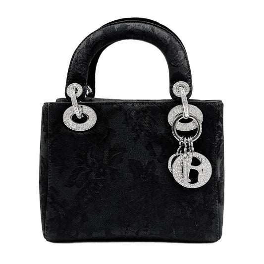 Mini Lady Dior Black Jacquard Handle Bag