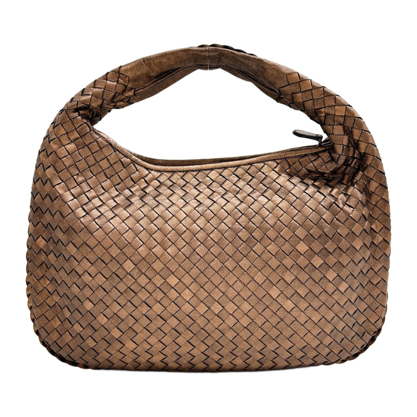 Veneta Intrecciato Metallic Brown Leather Shoulder Bag