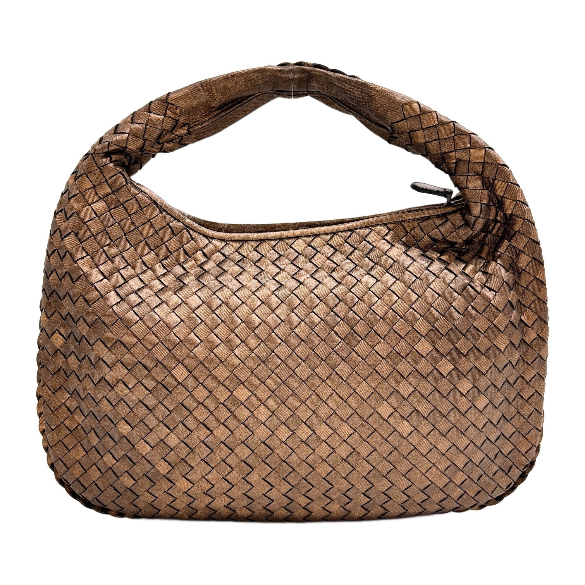 Veneta Intrecciato Metallic Brown Leather Shoulder Bag