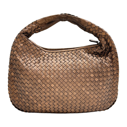 Veneta Intrecciato Metallic Brown Leather Shoulder Bag