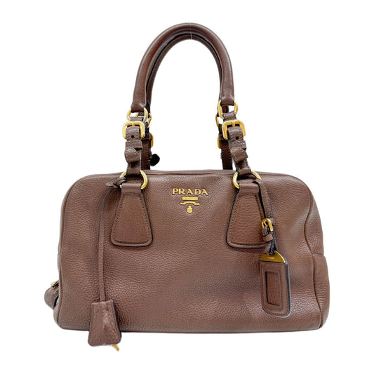 Brown Leather Boston Handle Bag
