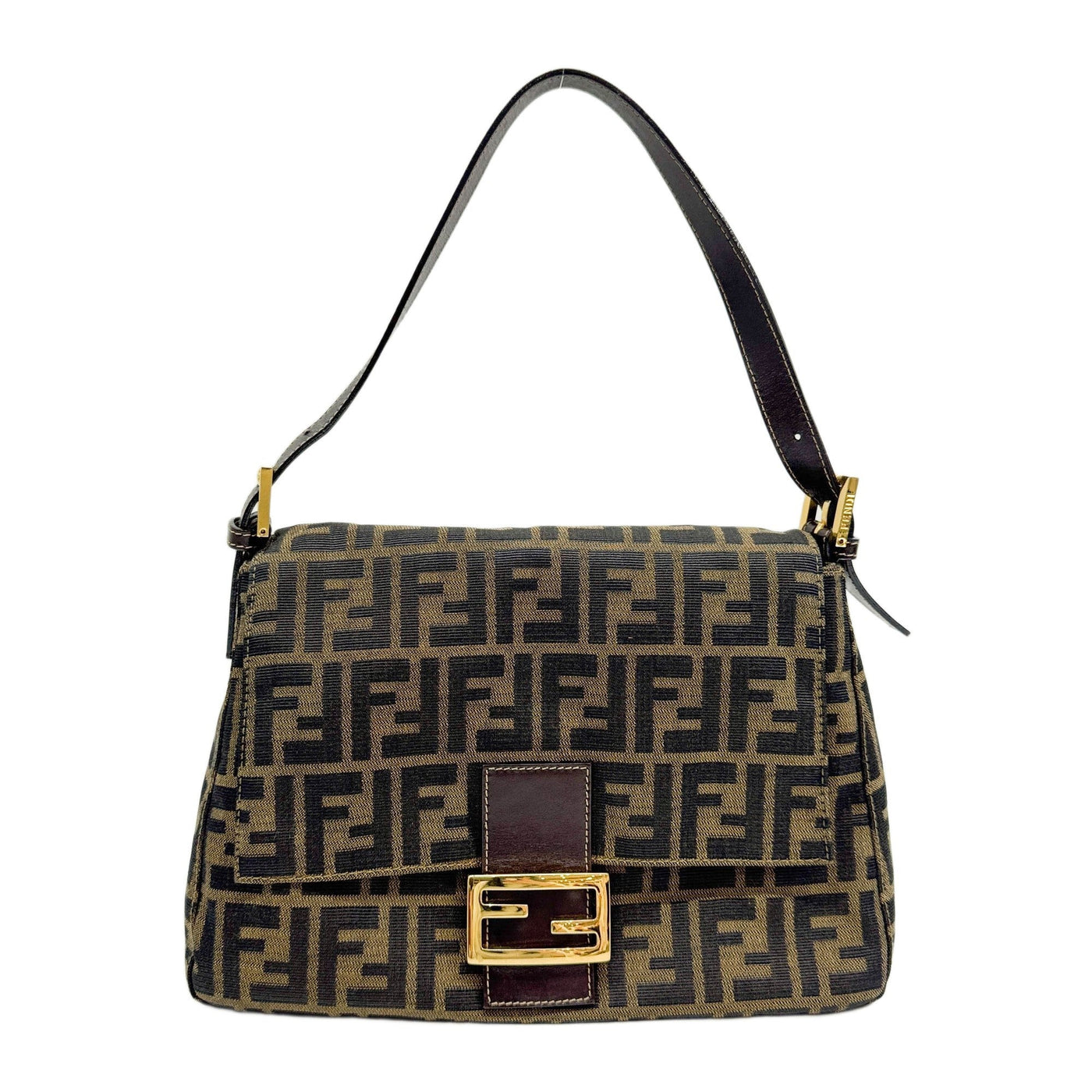 Mamma Baguette Brown Zucca Canvas Shoulder Bag
