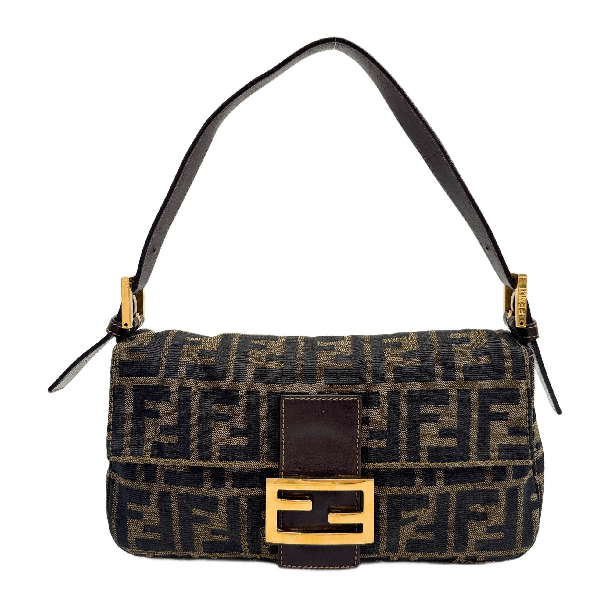 Baguette Brown Zucca Canvas Shoulder Bag