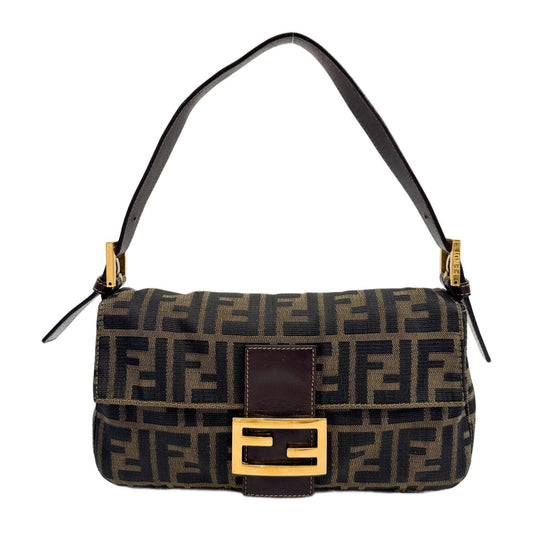 Baguette Brown Zucca Canvas Shoulder Bag
