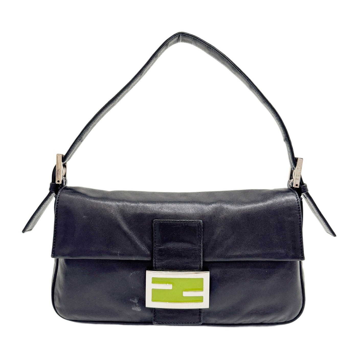 Baguette Black Leather Shoulder Bag