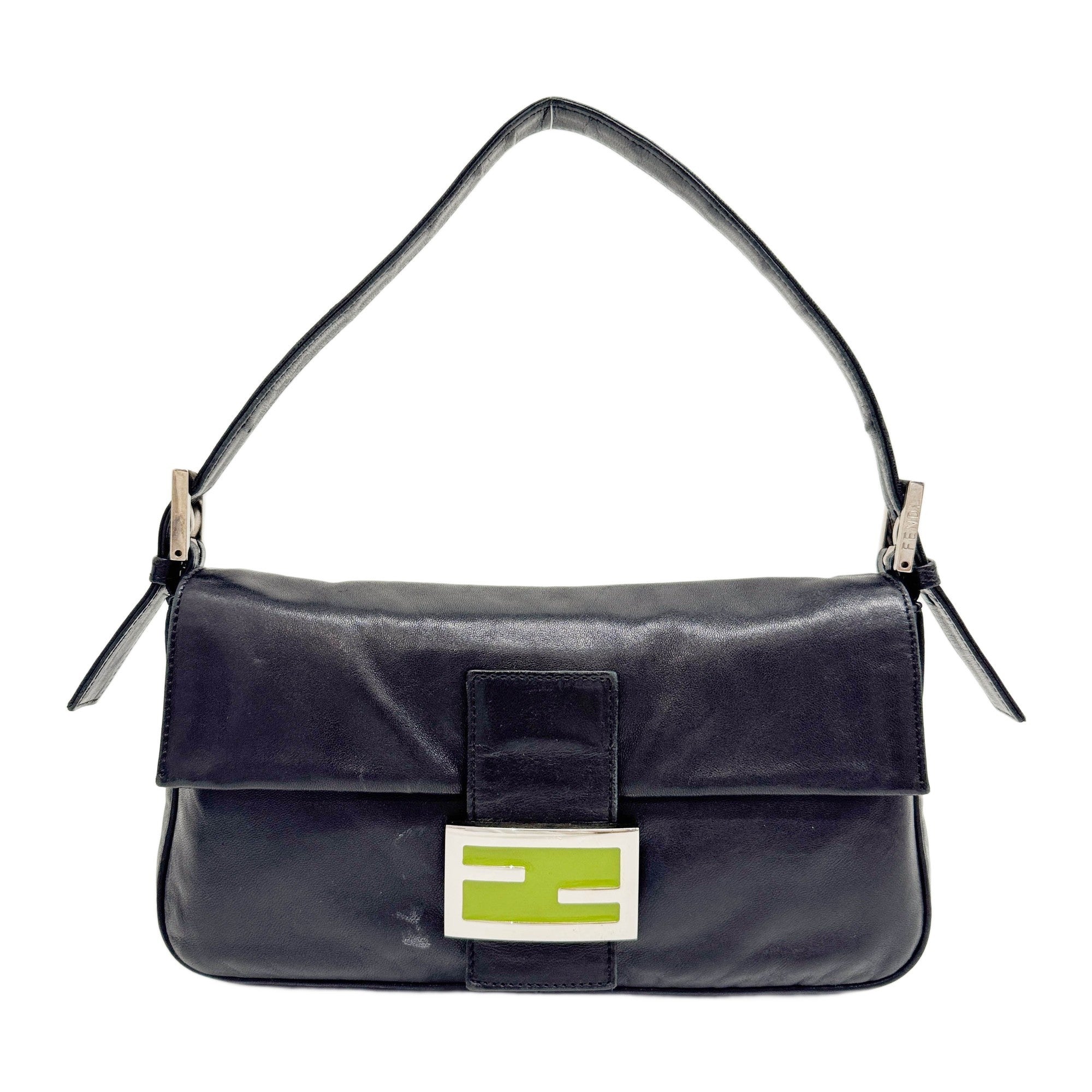 Baguette Black Leather Shoulder Bag