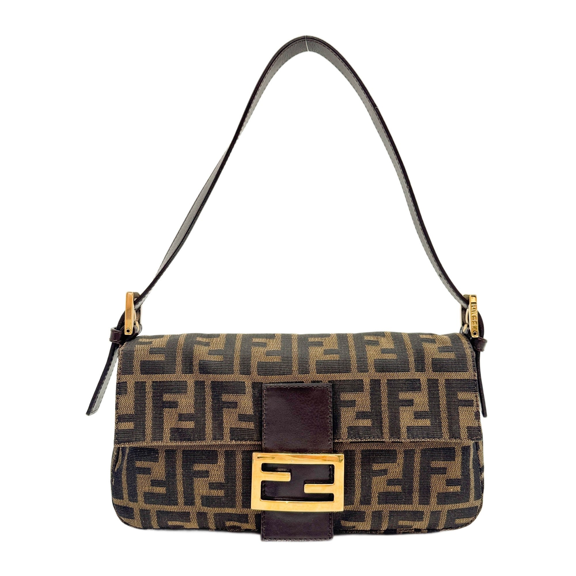 Baguette Brown Zucca Canvas Shoulder Bag