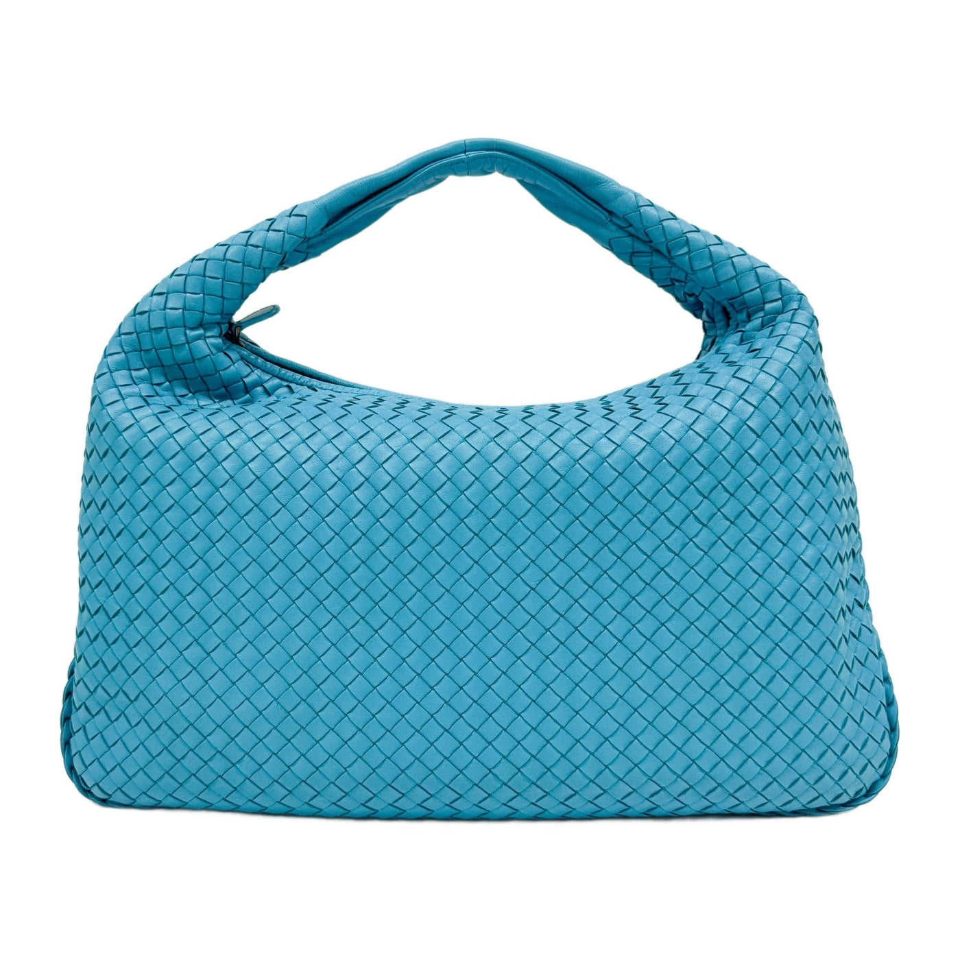 Veneta Intreciatto Blue Leather Shoulder Bag