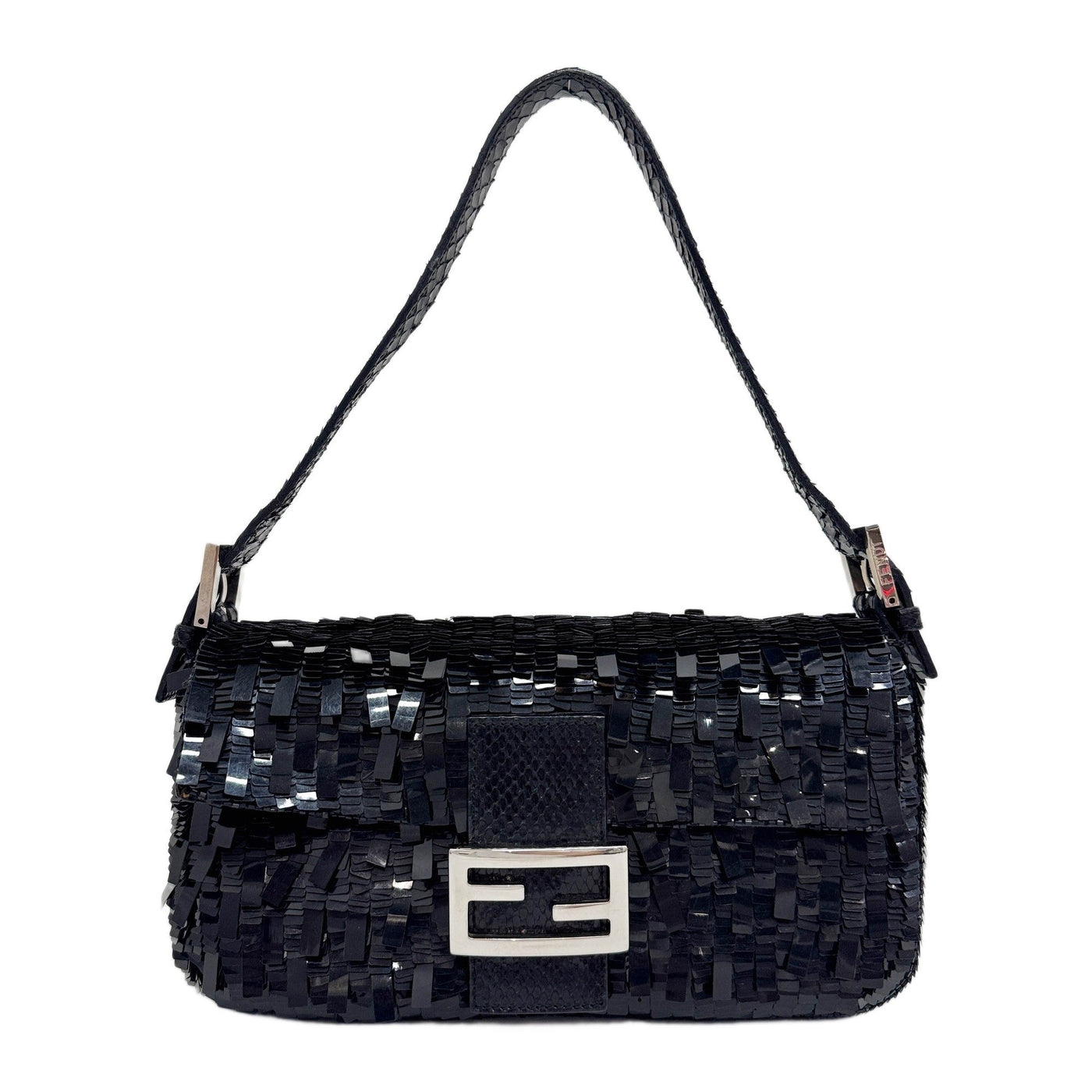 Baguette Black Sequin Shoulder Bag
