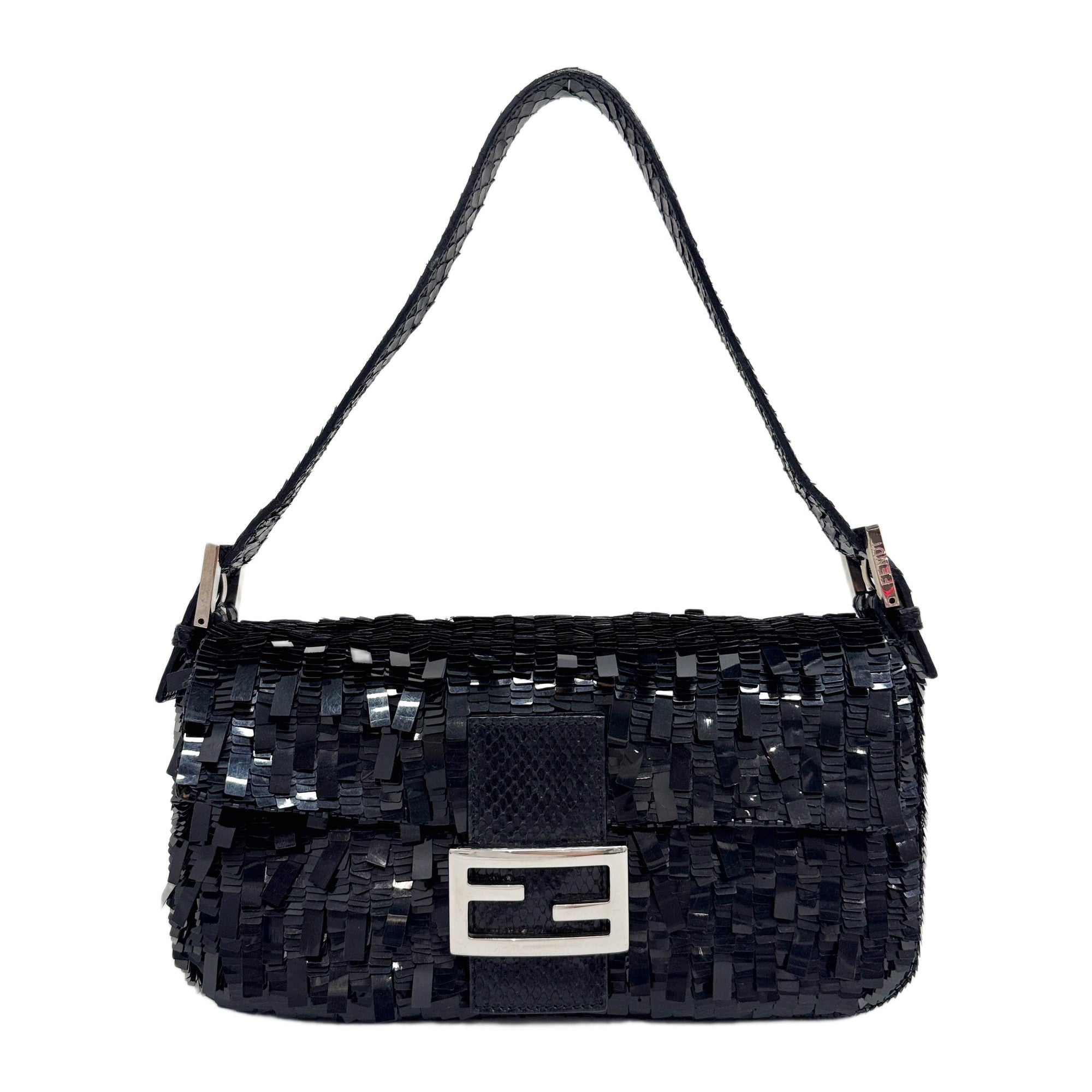 Baguette Black Sequin Shoulder Bag