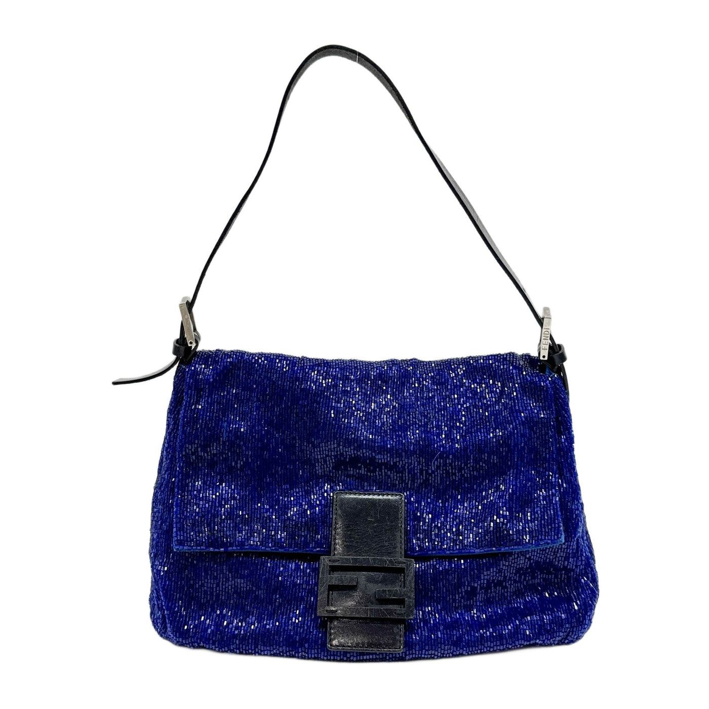 Mamma Baguette Blue Beads Shoulder Bag