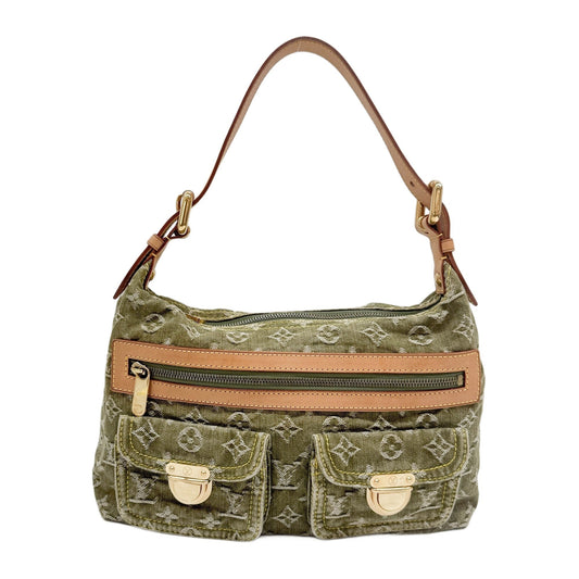 Neo Baggy Green Monogram Denim Shoulder Bag