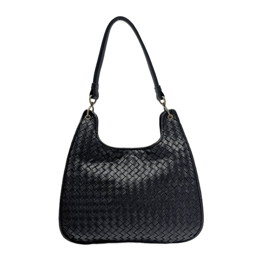 Veneta Intrecciato Black Leather Hobo Shoulder Bag