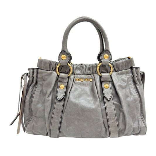 Vitello Grey Leather Two Way Bag