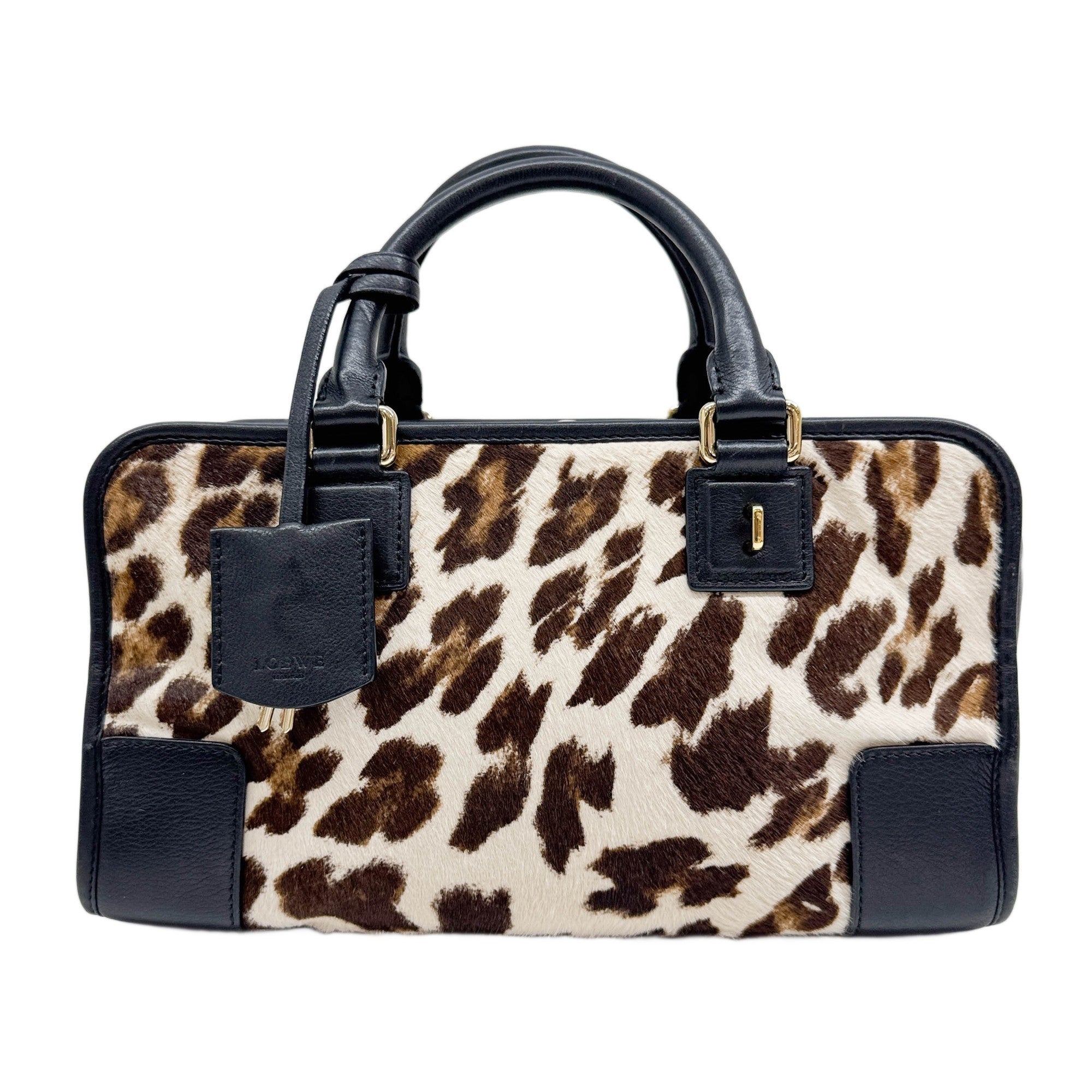 Amazona Brown Giraffe Print Pony Hair Hand Bag