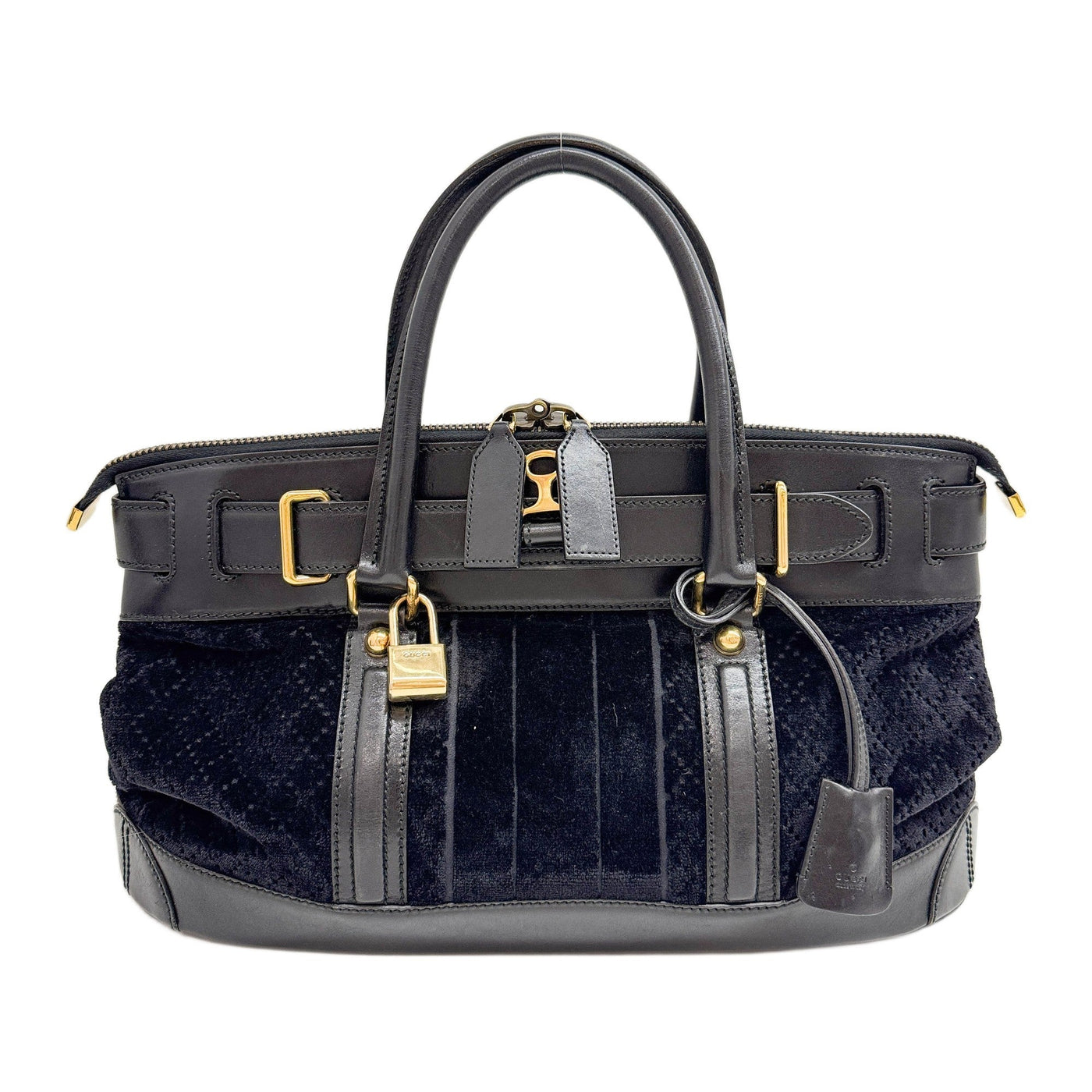 Web Secret Black Diamante Velvet and Leather Hand Bag