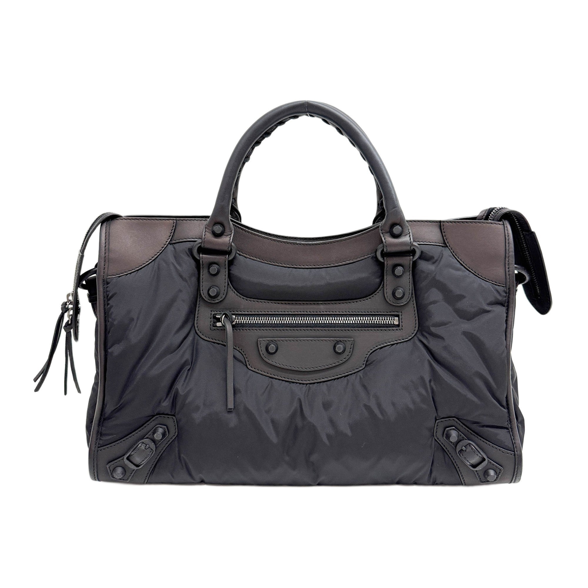 The City Puffer Black Nylon Two Way Bag