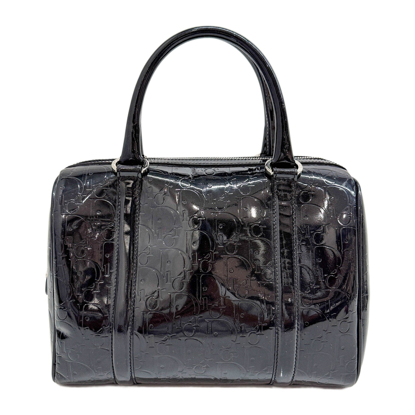 Boston Oblique Black Trotter Patent Leather Hand Bag