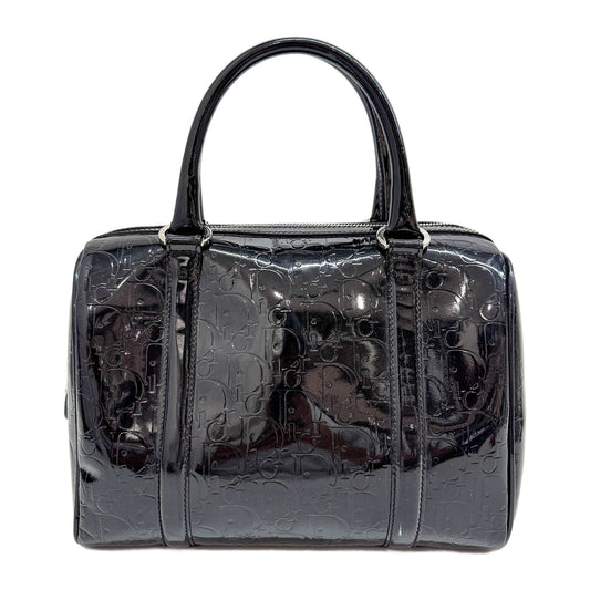 Boston Oblique Black Trotter Patent Leather Hand Bag