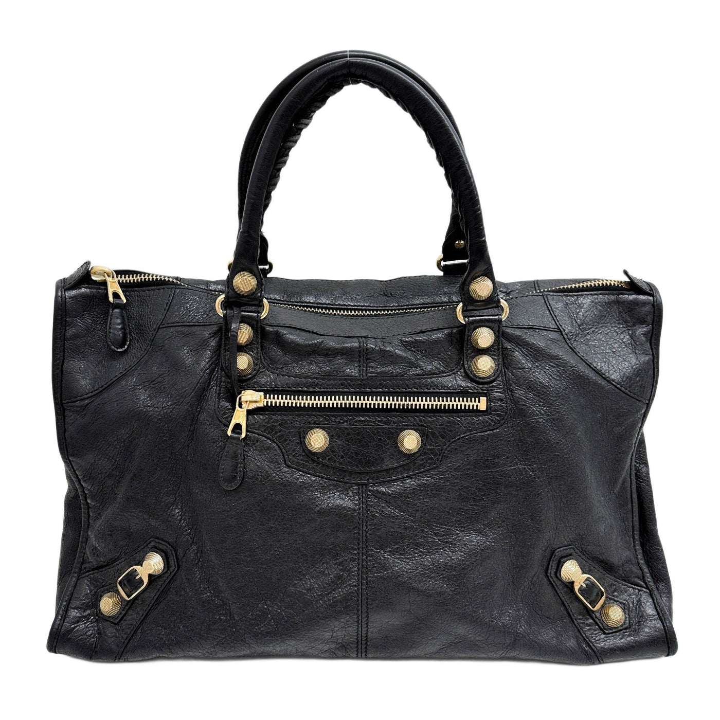 Work Black Leather Hand Bag