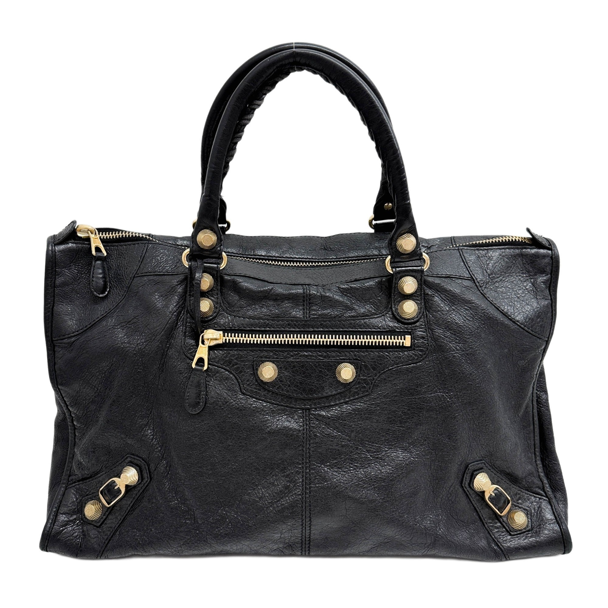 Work Black Leather Hand Bag