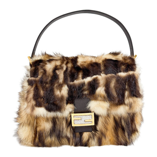 Mamma Baguette Brown Fur Shoulder Bag