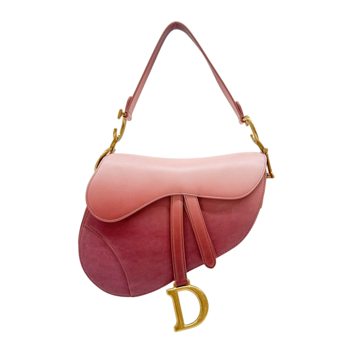 Saddle Pink Ombre Leather Shoulder Bag