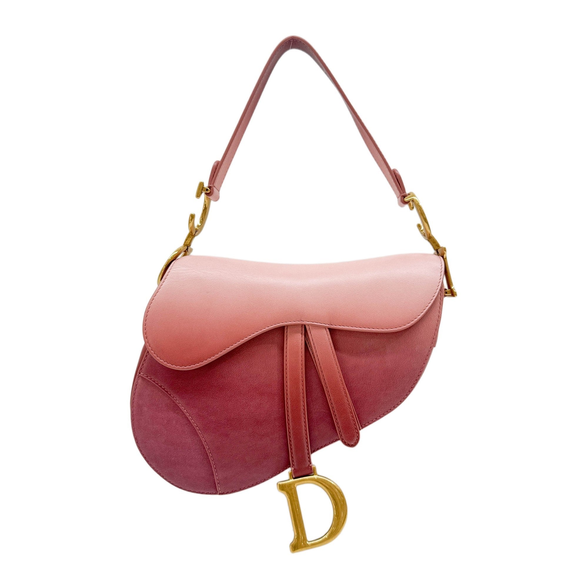 Saddle Pink Ombre Leather Shoulder Bag