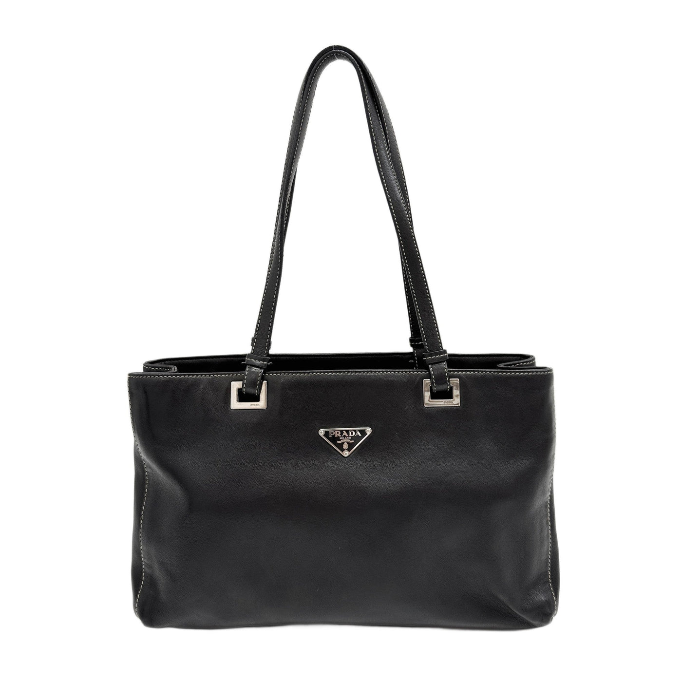 Black Leather Tote Shoulder Bag