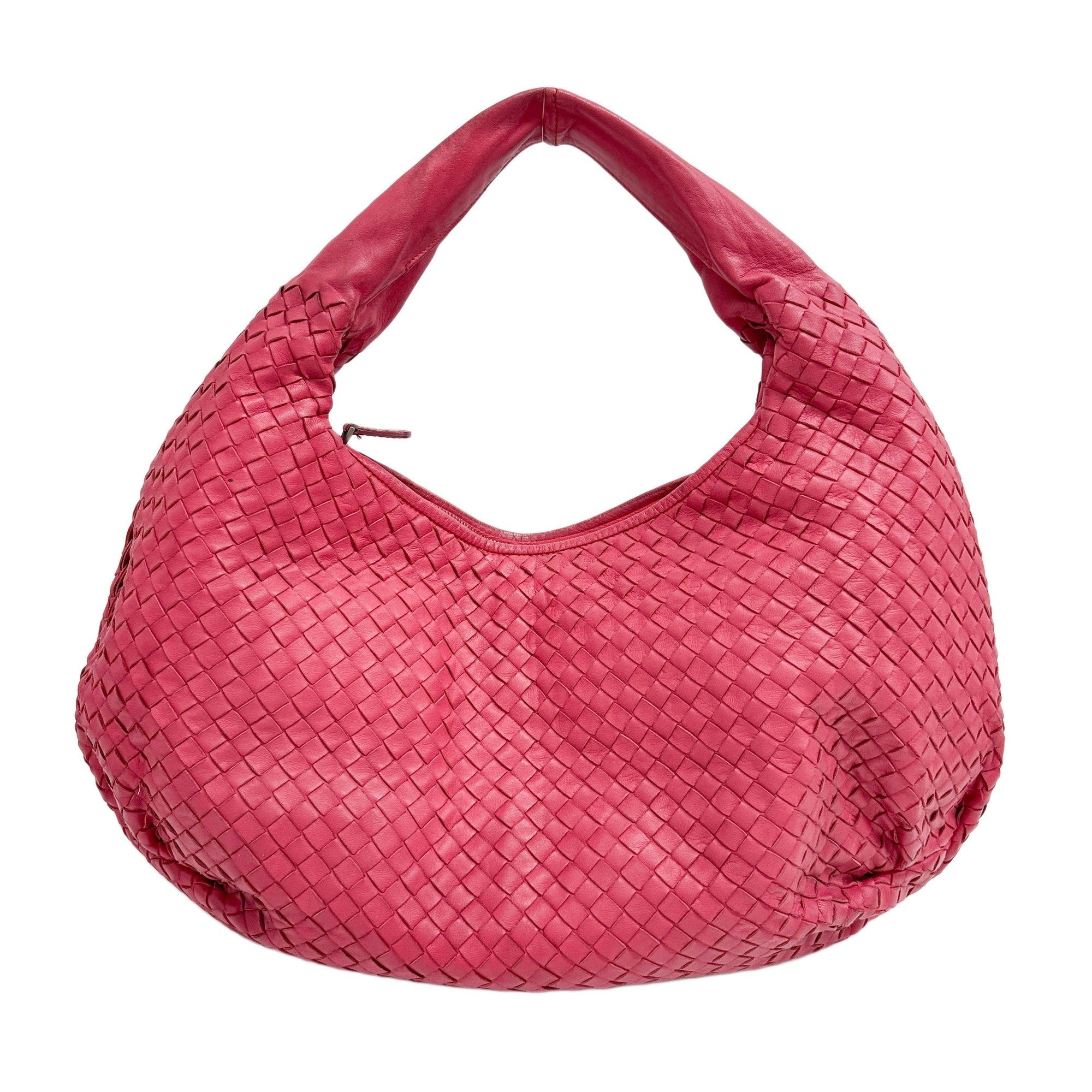 Veneta Intrecciato Red Leather Shoulder Bag