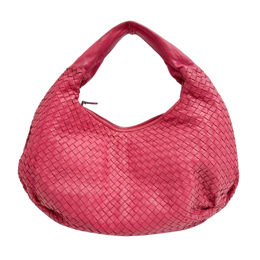 Veneta Intrecciato Red Leather Shoulder Bag