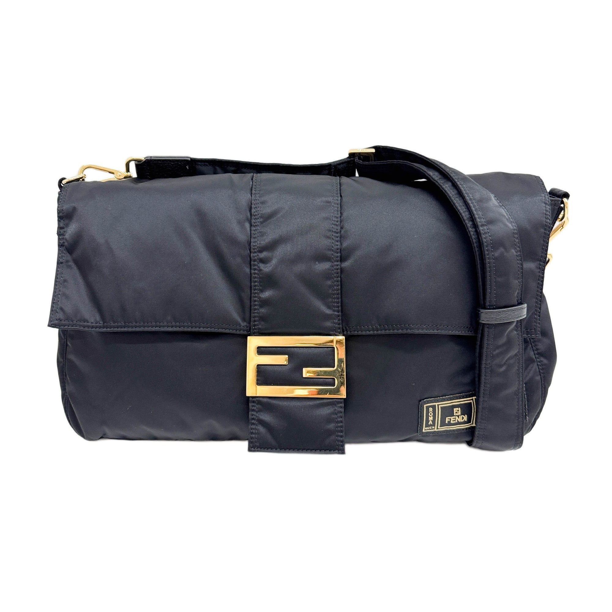 Fendi x Porter Maxi Messenger Black Nylon Shoulder Bag