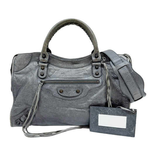 The City Grey Leather Two Way Bag