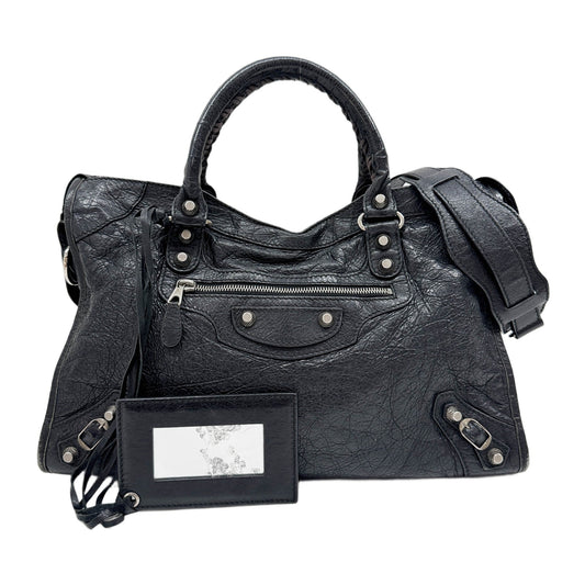The City Black Leather Two Way Bag