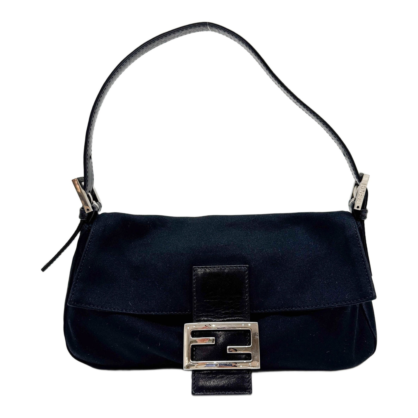Baguette Black Neoprene Shoulder Bag