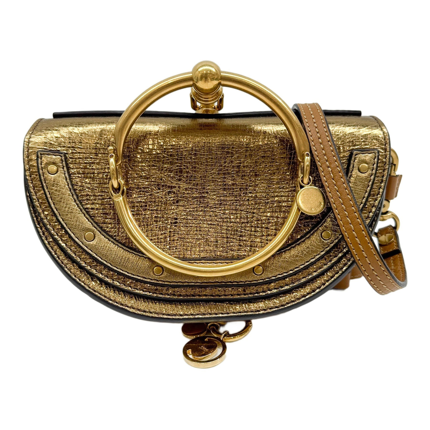 Nile Gold Leather Two Way Bag