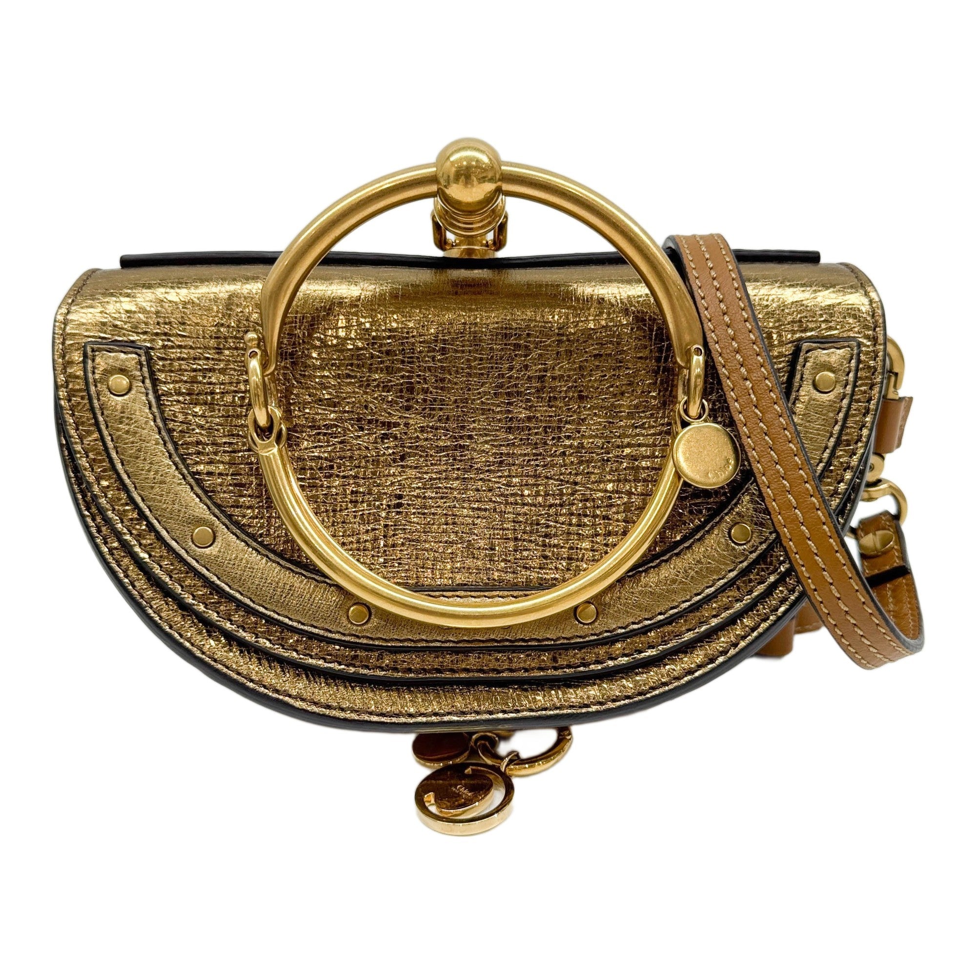 Nile Gold Leather Two Way Bag