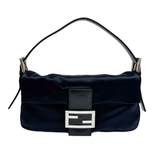 Baguette Black Satin Shoulder Bag
