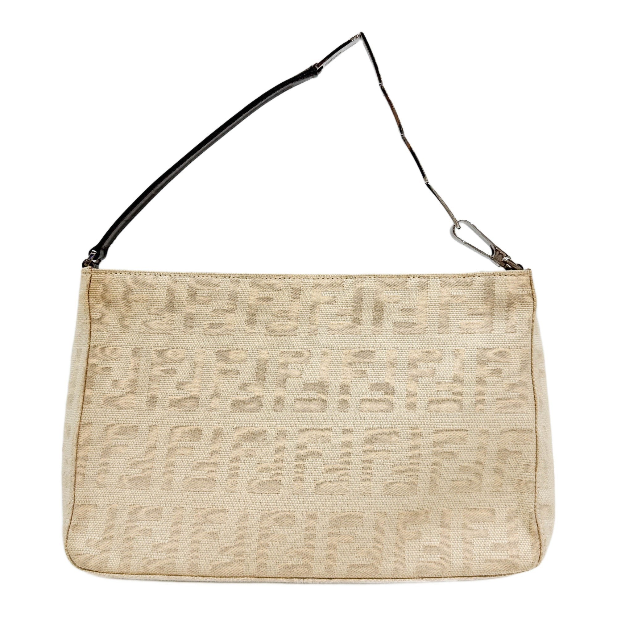 Light Beige Zucca Canvas Shoulder Bag