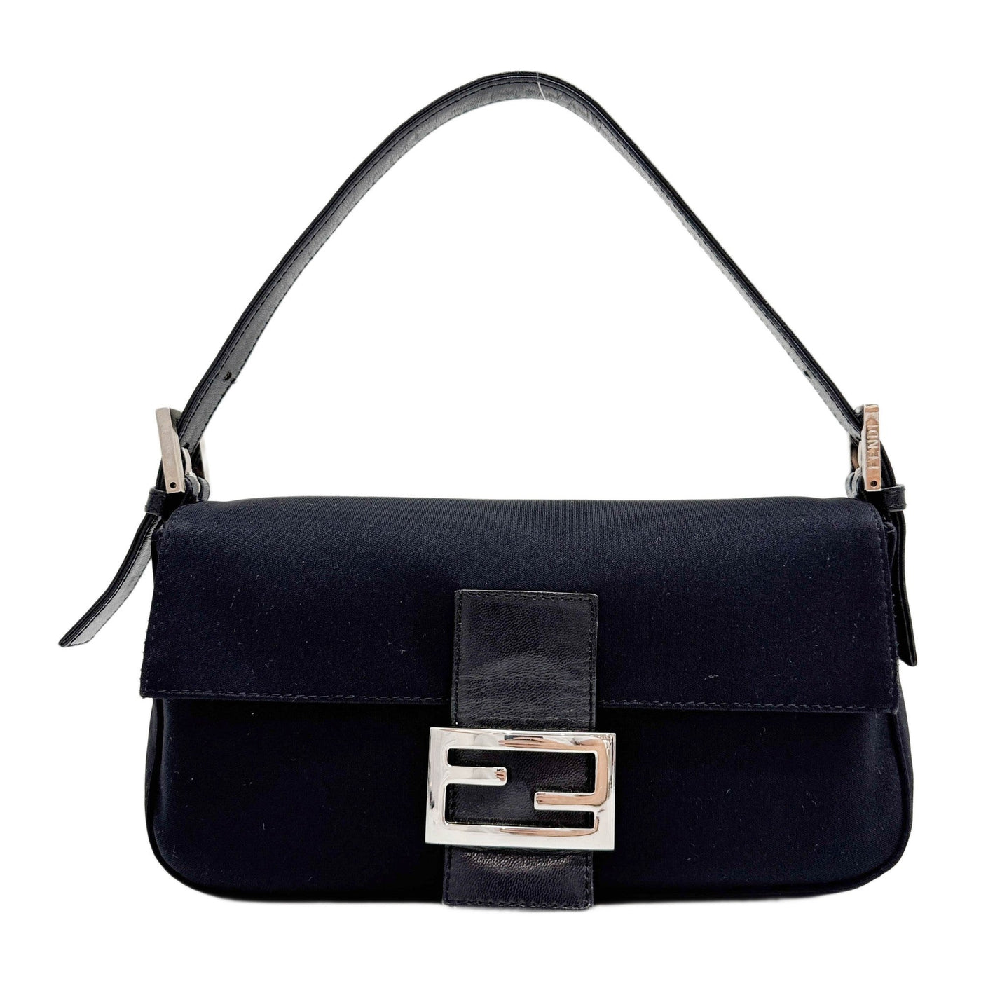 Baguette Black Neoprene Shoulder Bag