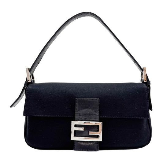 Baguette Black Neoprene Shoulder Bag