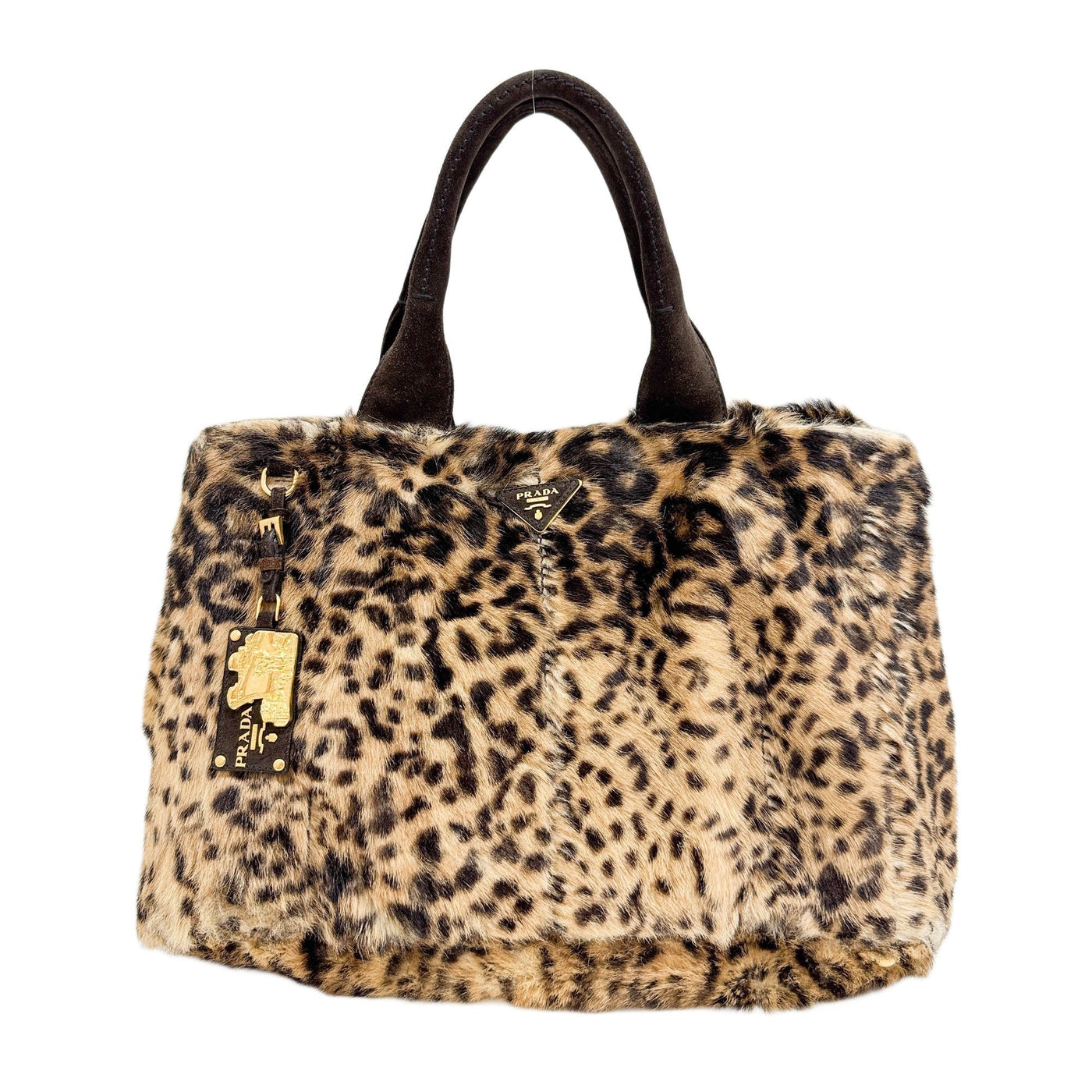 Canapa Beige Cheetah Print Pony Hair Hand Bag