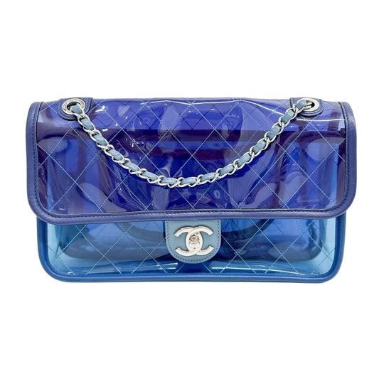 Coco Splash PVC Flap 2018 Blue Vinyl Shoulder Bag